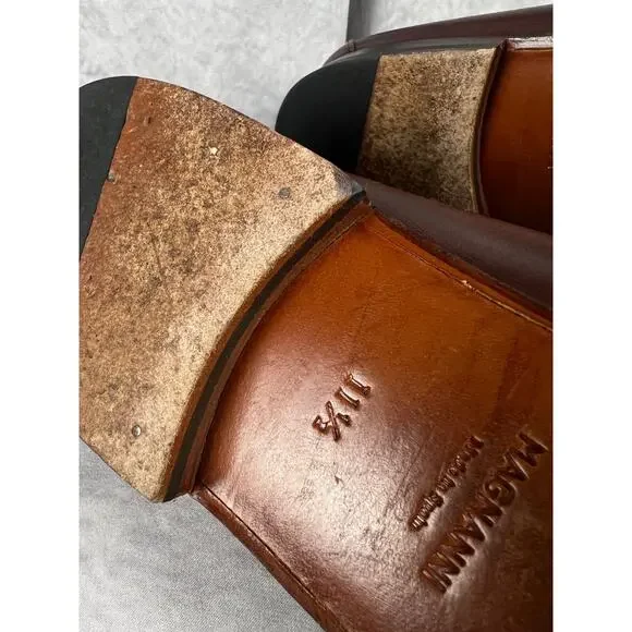 Men's Magnanni Brown Leather Loafers Size 11.5 - Picture 9 of 10